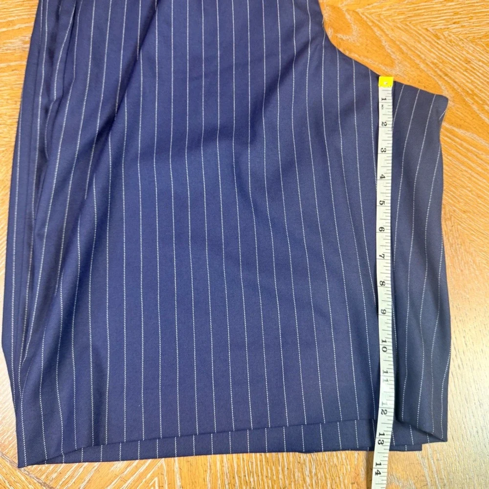 Anthropologie NWT Pinstripe Culottes Pleated Trouser Shorts Blue Size 16 Petite